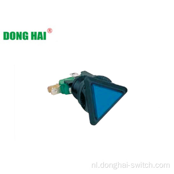 Blauwe driehoek drukknop schakelaar lamp